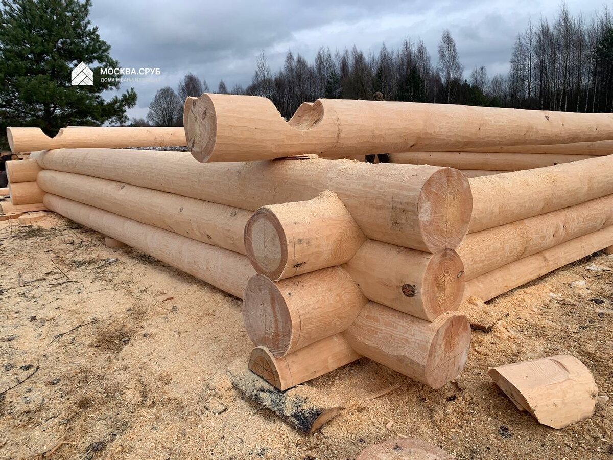 Сборка бани из бревна ручной рубки в чашу. Велиж, Смоленская область. Данная баня поедет в Московскую область на участок заказчика.