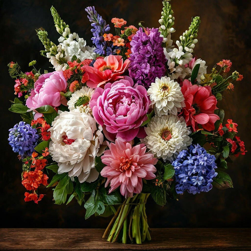 Букет из ботанического сада МО, рисует нейросеть