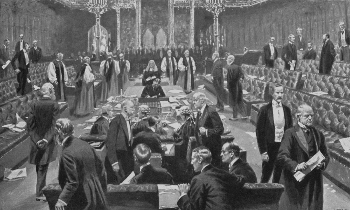  Passing of the Parliament Bill in the House of Lords, 1911, Samuel Begg (Источник: The Rise of the Democracy, by Joseph Clayton, Project Gutenberg eText 1960)