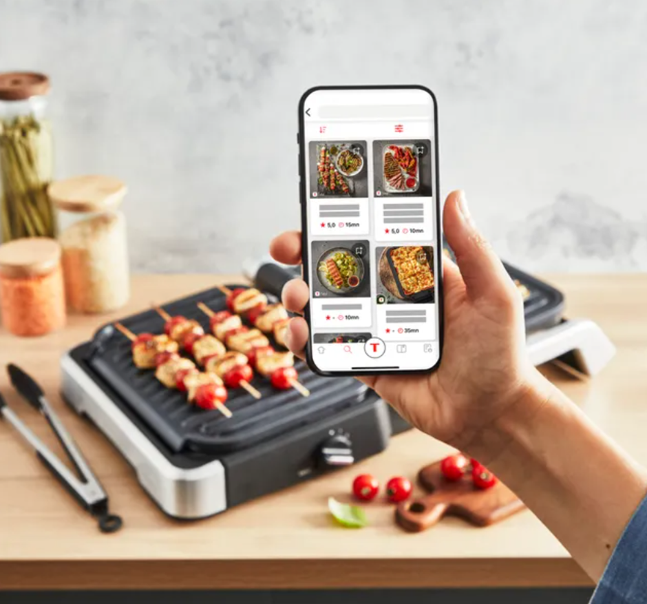 Готовить разнообразные блюда с Tefal Optigrill просто — множество рецептов доступно в специальном мобильном приложении 
