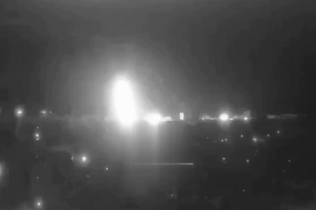   Момент удара "Орешником" по Днепру. Иллюстрация: стоп-кадр видео.