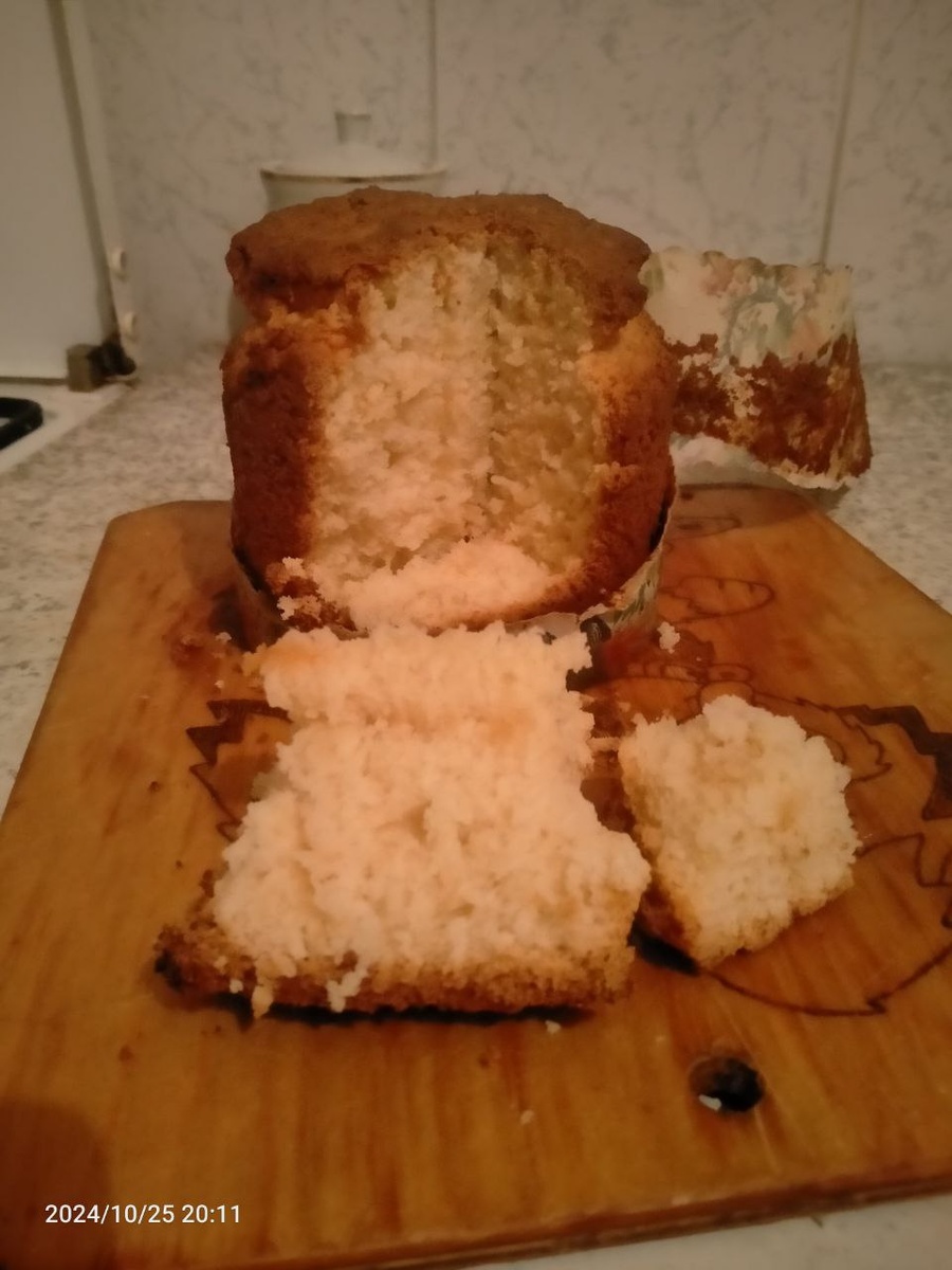 Кулич с творогом и уксусом без дрожжей. Фотография автора