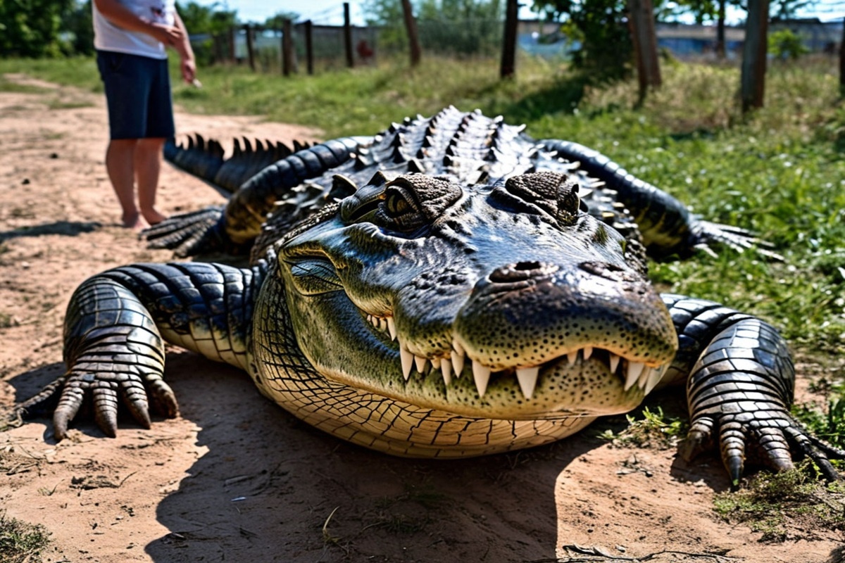На крокодиловой ферме есть взрослые особи и совсем юные зубастики – всего более 40 особей. У самого крупного – длина почти 3 метра.
Фото: нейросеть shedevrum.ai