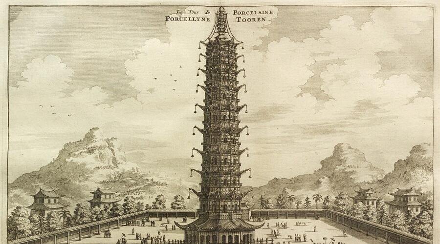    Фарфоровая пагода. Нанкин. Рисунок 1665 года Фото: Johan Nieuhof , общественное достояние