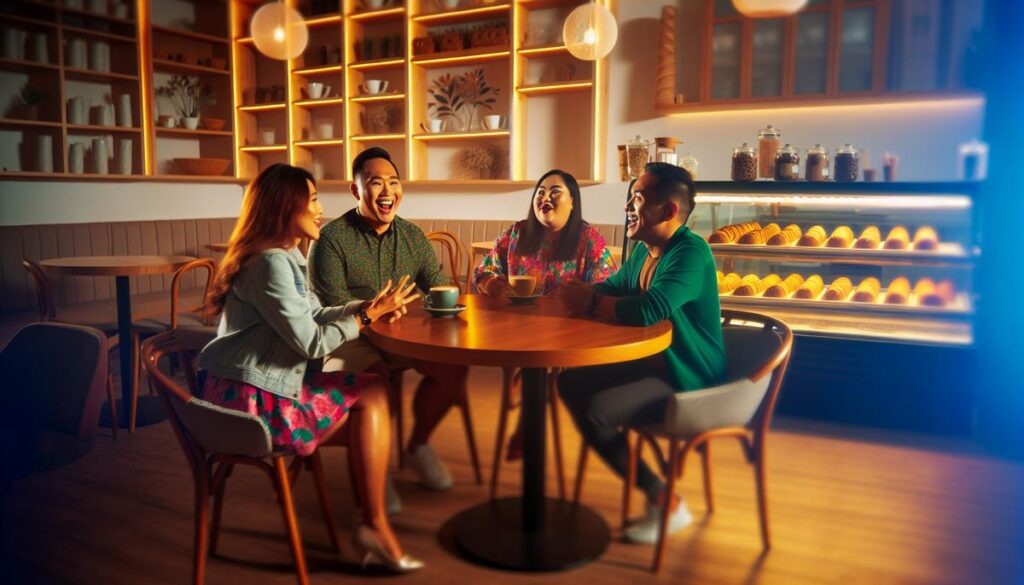    Друзья за чашкой кофе: обмен идеями о будущем бизнеса