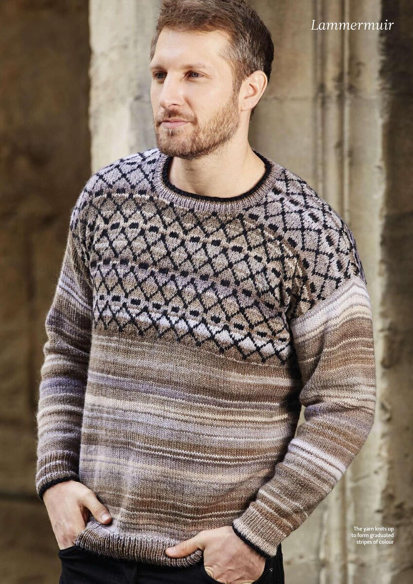 Мужской пуловер с жаккардом на кокетке