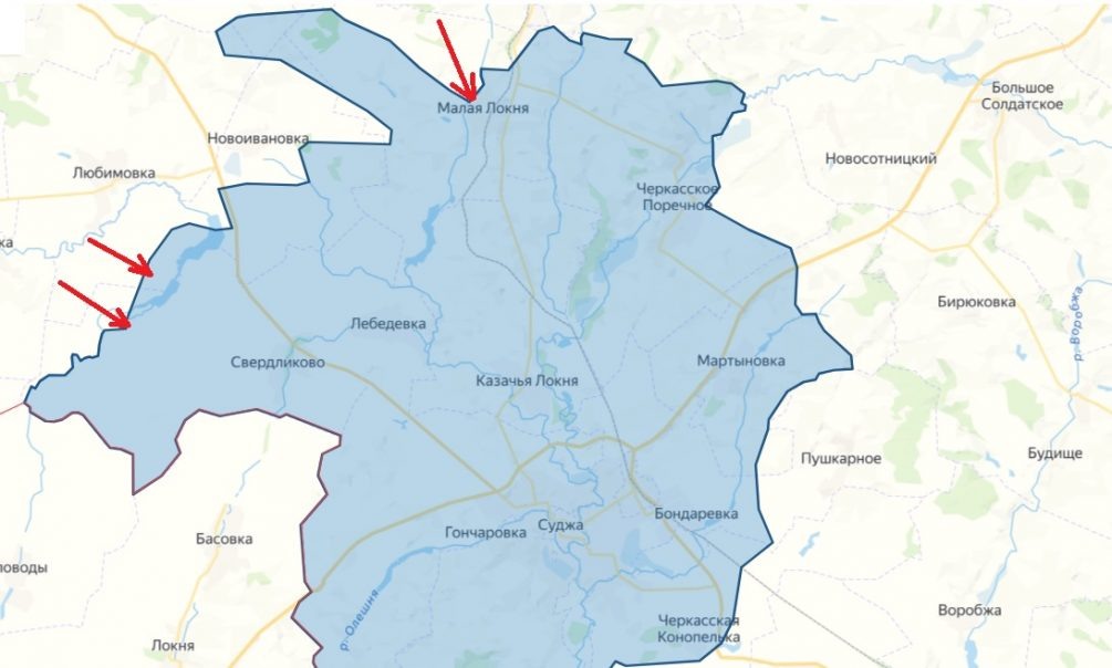    Карта СВО. Направления продвижения ВС РФ в Курской области.