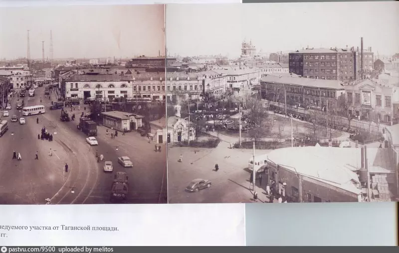 Нижняя Таганская площадь, 1958-1959. Вид в сторону Курского вокзала. С сайта www.pastvu.com.