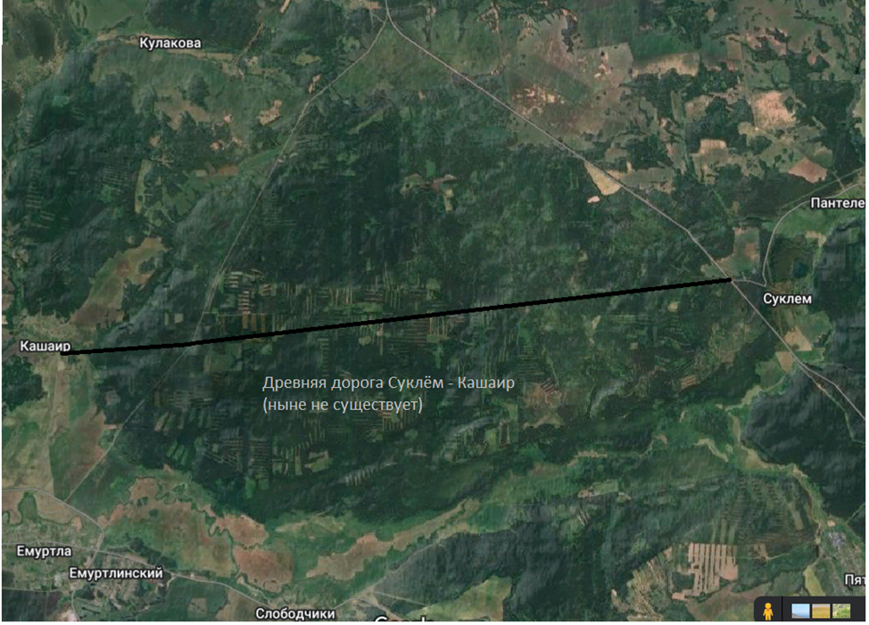 Древняя дорога Суклём - Кашаир. Реконструкция, ныне не существует.