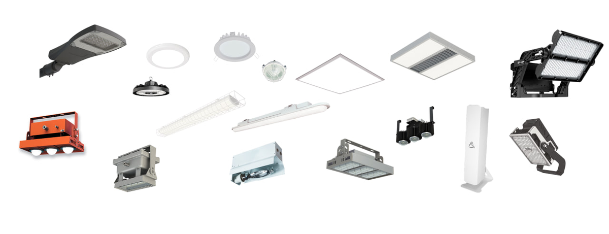 Изображение осветительных приборов разного типа и функционала. Изображение выполнено командой НПО ЭлектроРазработки