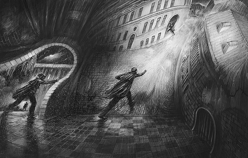 Попытки догнать двойника: воронка сумасшествия затягивает главного героя. Источник: https://dzen.ru/a/ZcUTDvIOI0OGsIi_