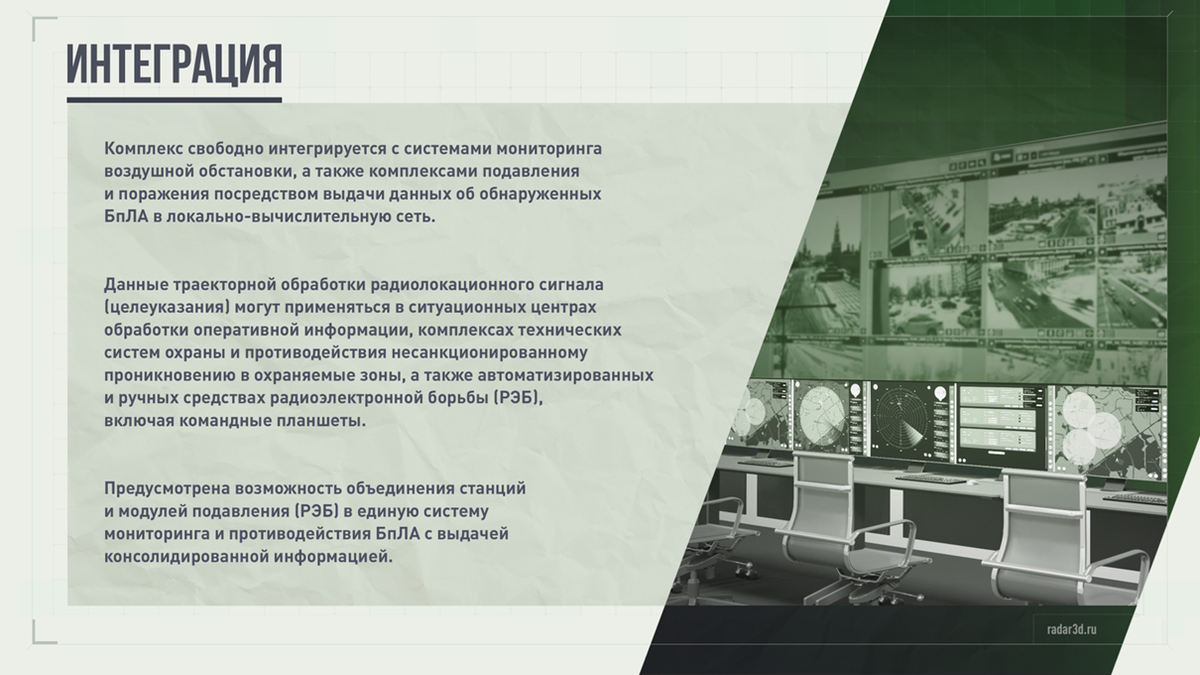 На фото: ОРЛС «Репейник-К». Интеграция с другими системами. Источник фото: radar3d.ru