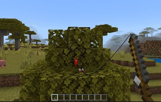 Притягивание предмета удочкой с аддоном Ловля предметов удочкой в Майнкрафт ПЕ (Бедрок)