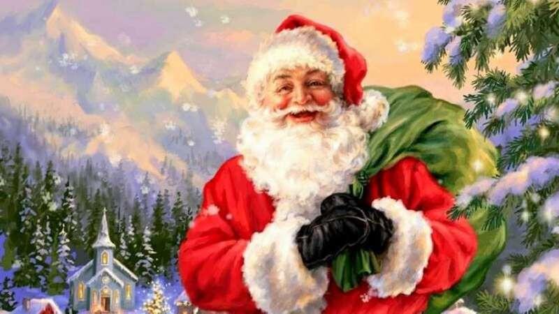    Санта Клаус с мешком подарков