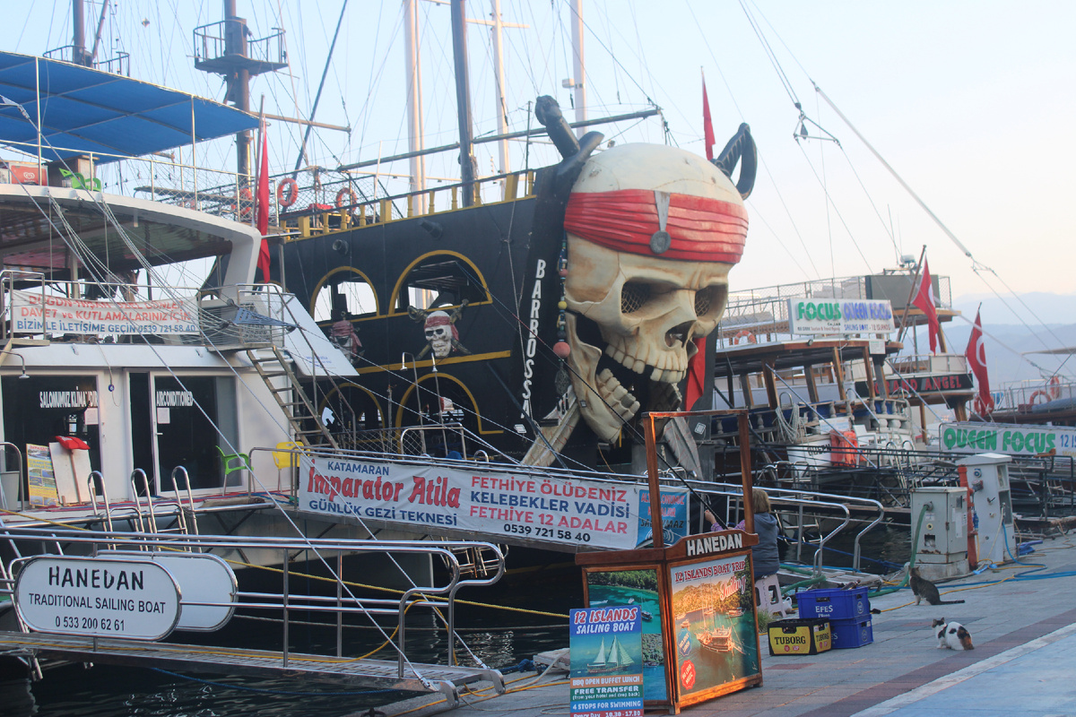 Корабль вон тот, с черепом