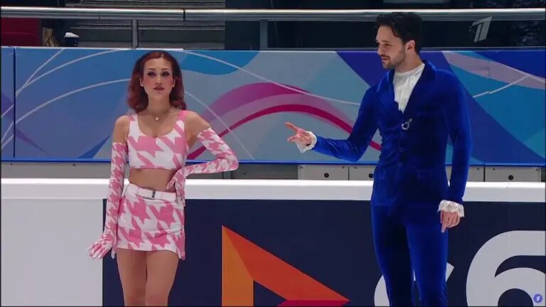 Елизавета Худайбердиева и Егор Базин. Фото: стоп-кадр прямого эфира «Первого канала»