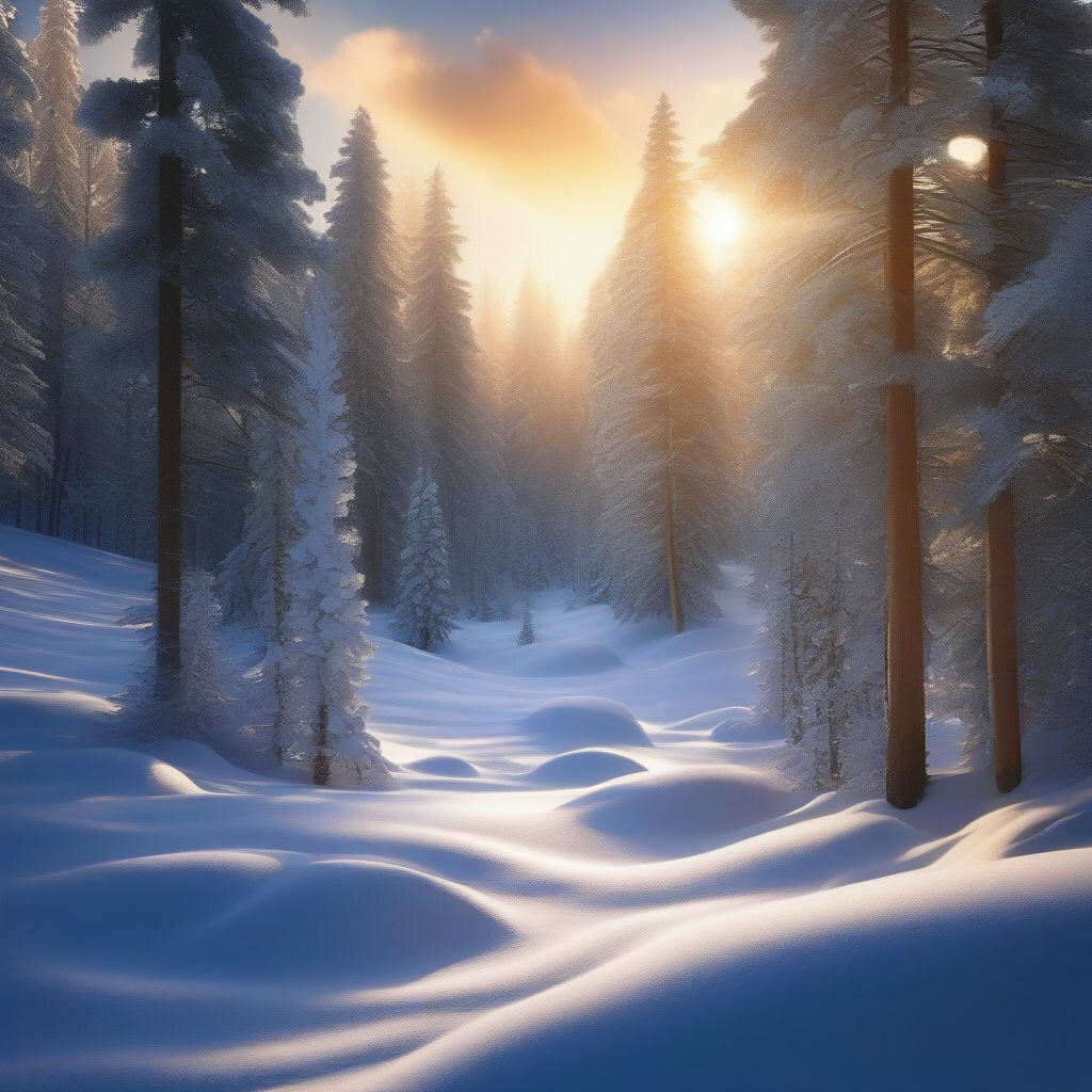 Зимний лес (изображение сгенерировано нейросетью)