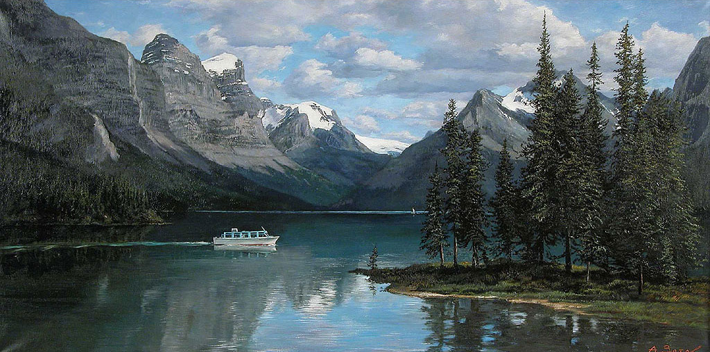 Алексей Зотов. Горное озеро Малайн. Холст, масло, 140х70