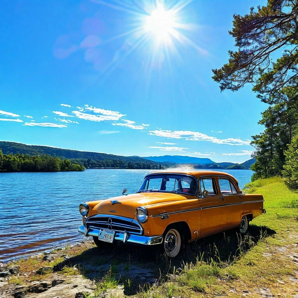 Создано нейросетью. У меня , конечно , другая, малолитражка, а не ретро