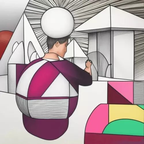 Стилизация строительного фото от ИИ - Стиль "Геометрия"