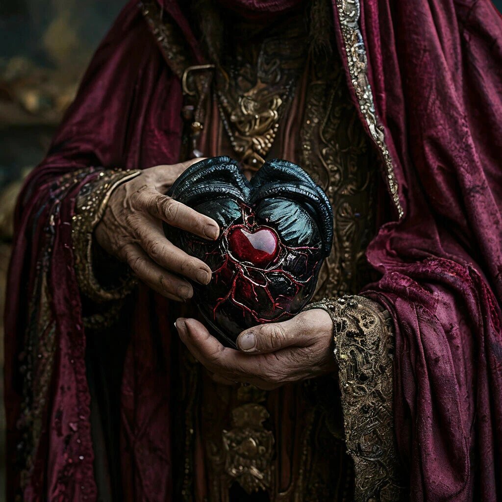 Шульган - Таш держит в руках сердце Юхи.