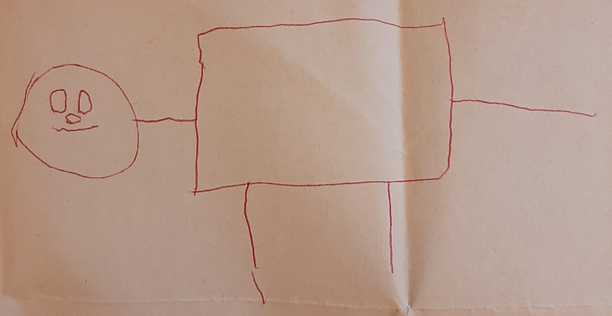 Такой рисунок я однажды получила от сына. раннее творчество) 