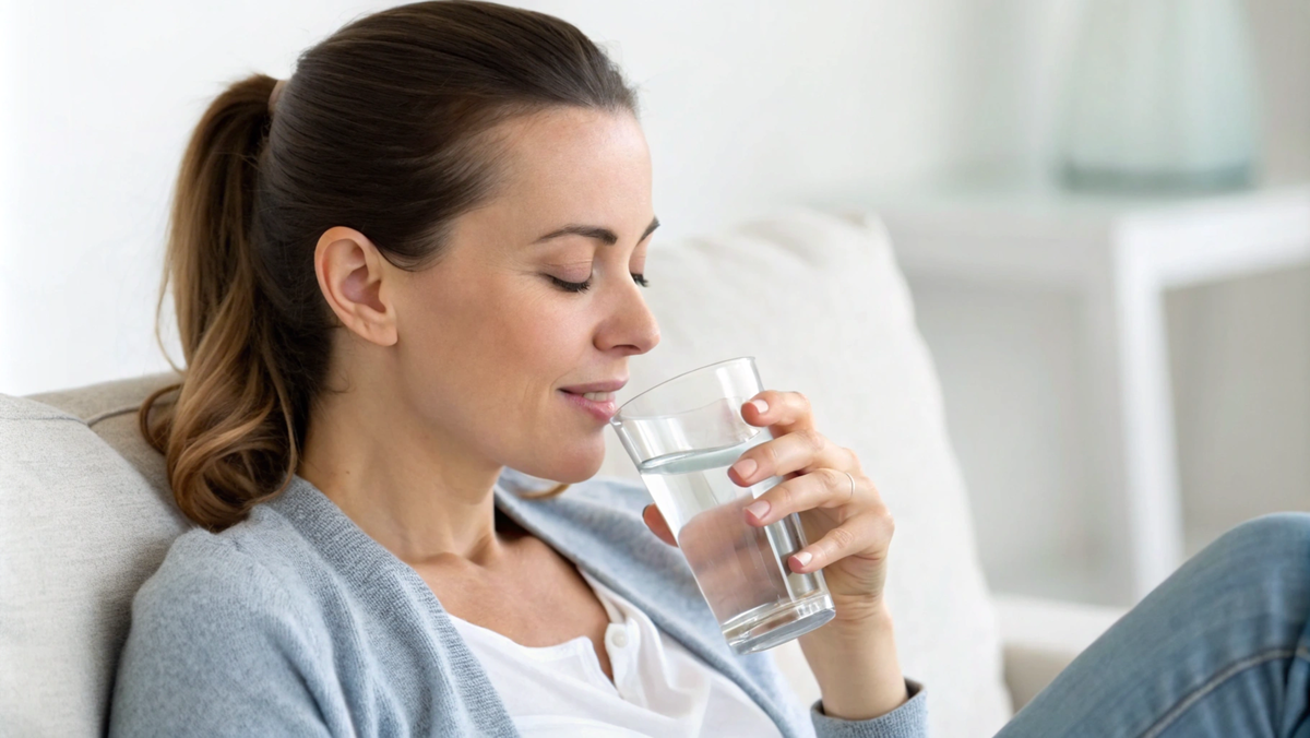 женщина пьёт воду