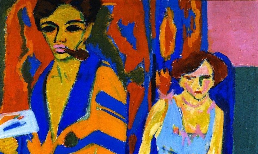 Эрнст Людвиг Кирхнер, «Автопортрет с моделью», 1910. Фрагмент.