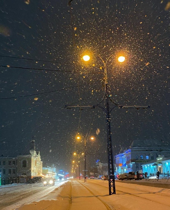 Снегопад ❄ на простораз моего города. Фотография автора, ноябрь 2024 года. 