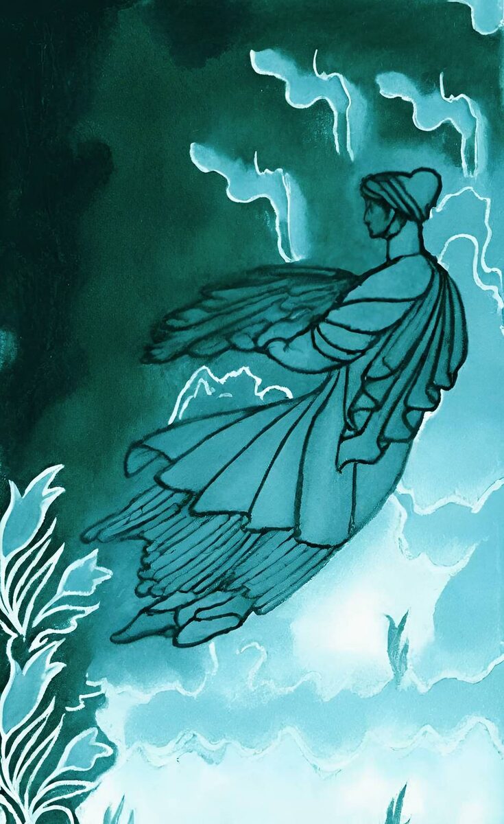 Ускользаю. Иллюстрация создана с помощью нейросети DreamAI и программы Photoshop.