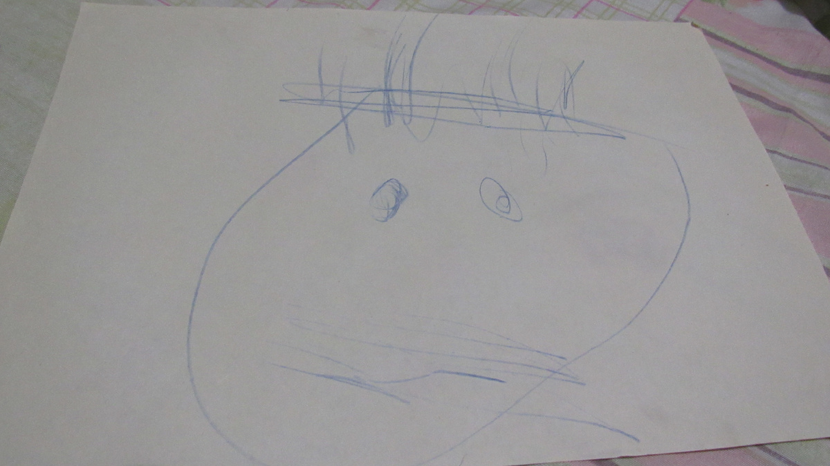 Голова - рисунок Маринетт Мортем в 6 месяцев