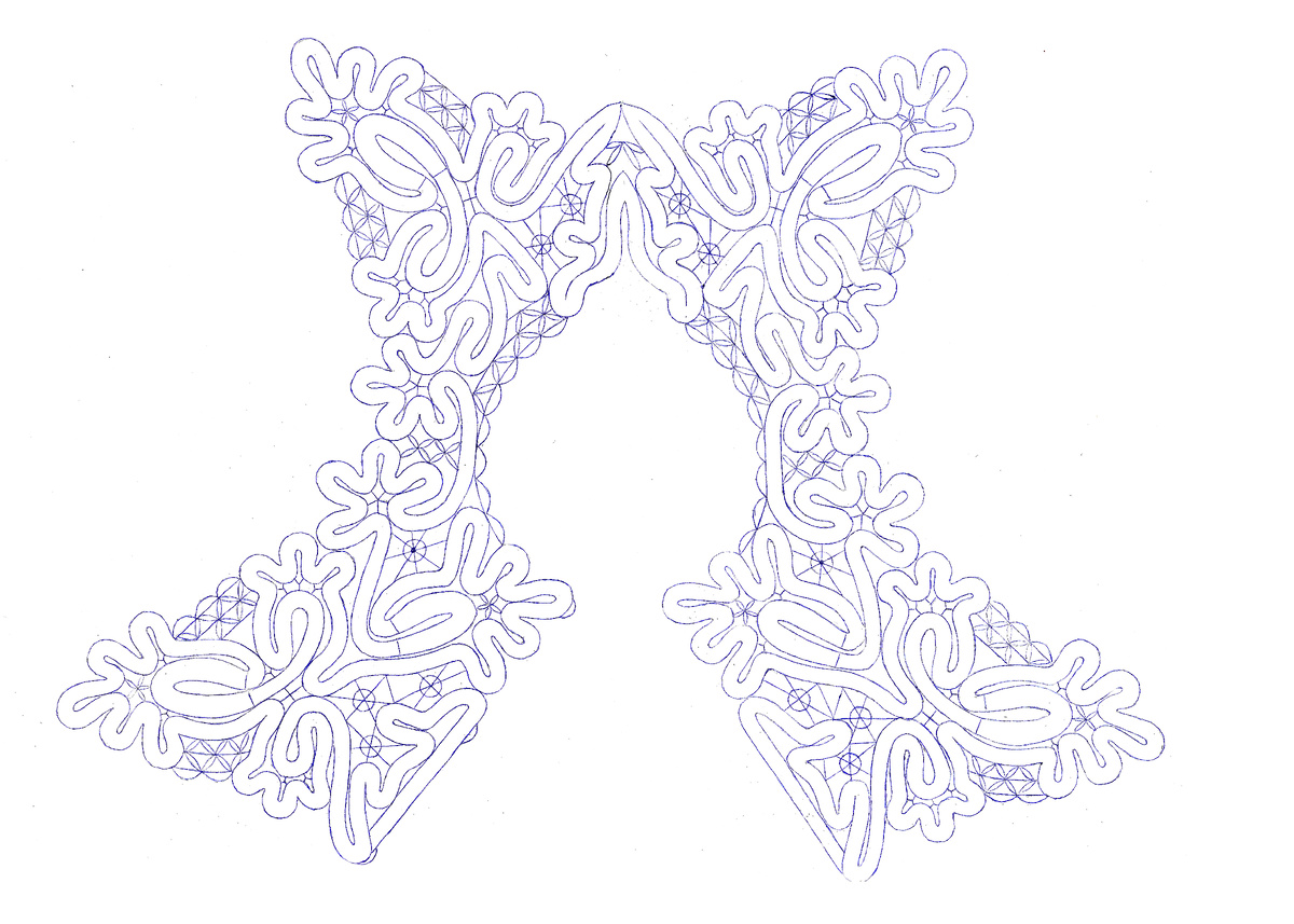 Сколок. Кокетка. Кружево на коклюшках. Формат А2