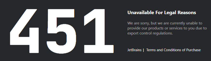 Код статуса HTTP 451 при загрузке IntelliJ IDEA от JetBrains
