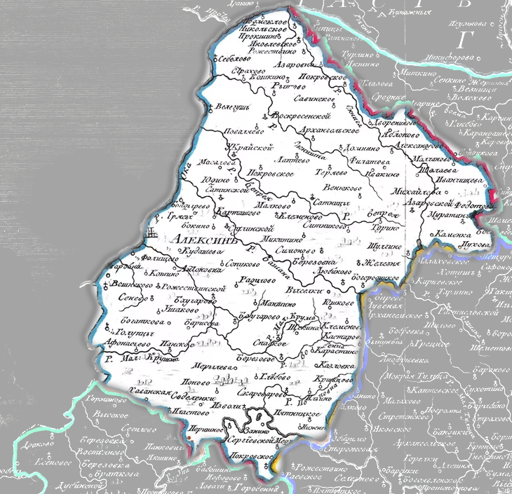 Алексинский уезд Тульской Губернии. Начало XIX века.