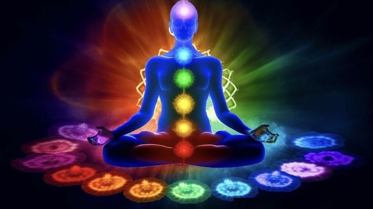 Муладхара - красным, Свадхистана - над ней оранжевым цветом на рисунке