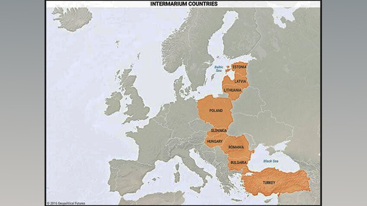    Междуморье - геостратегический проект по объединению под польским лидерством государств между Балтикой на севере и Черным и Адриатическим морями на юге. Скриншот: geopoliticalfutures.com