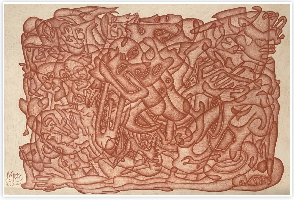 Арсений Власов "Трансформация", 100х120 см, бумага сепия 