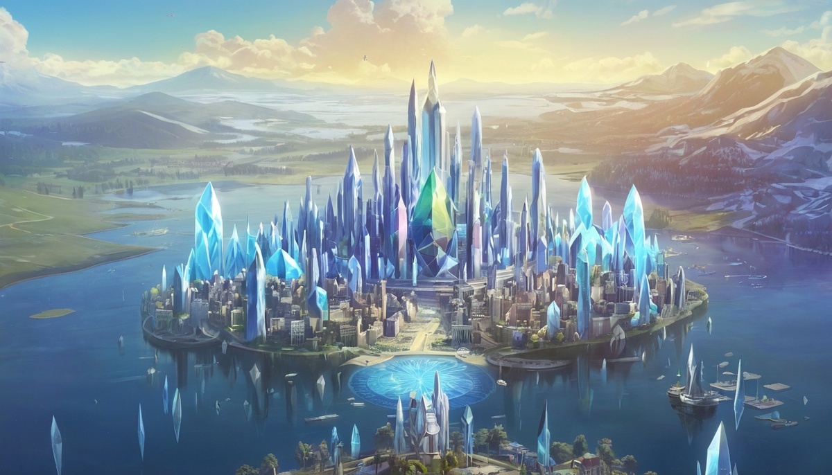 почему-то хрустальный город в лесу нейросеть отказалась изобразить. Или я ей плохо объяснила. Короче, ребята попали примерно в такой город, только в лесу