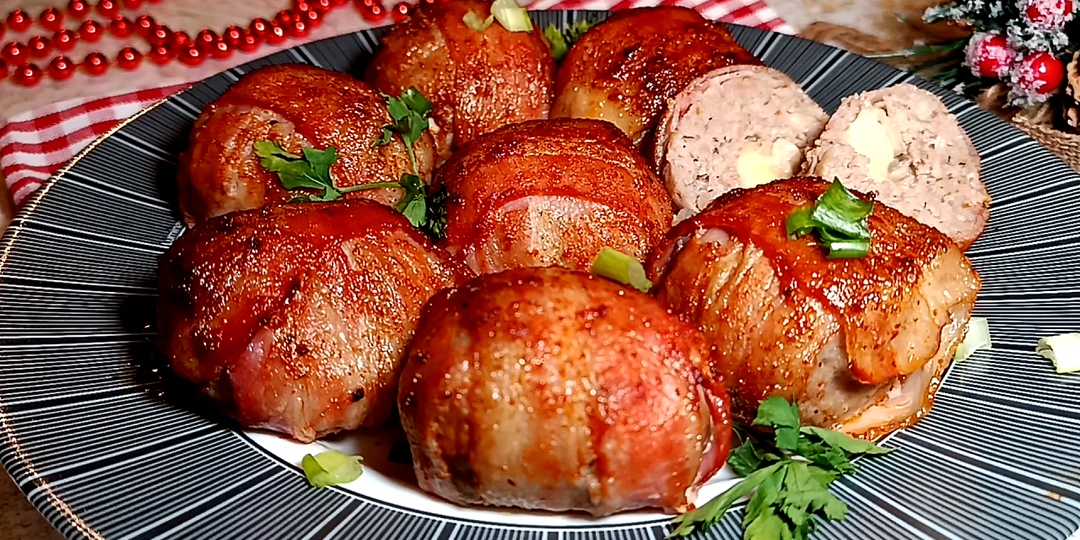 🎄 МЯСНЫЕ ШАРИКИ С СЫРОМ В БЕКОНЕ - Закуска на праздничный стол