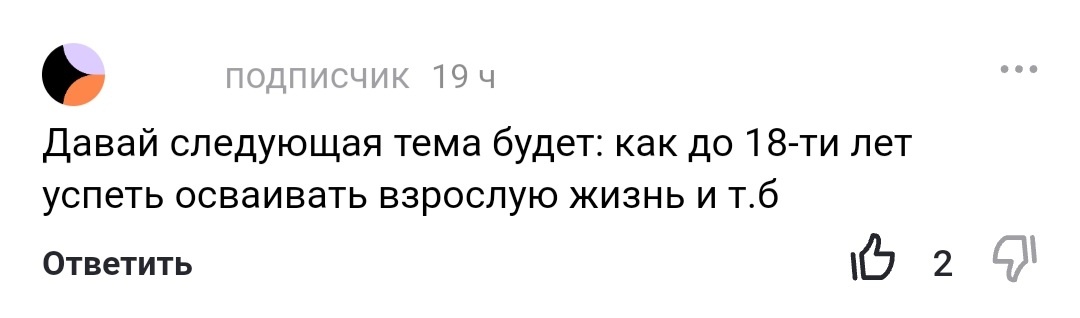 Коммент подписчика