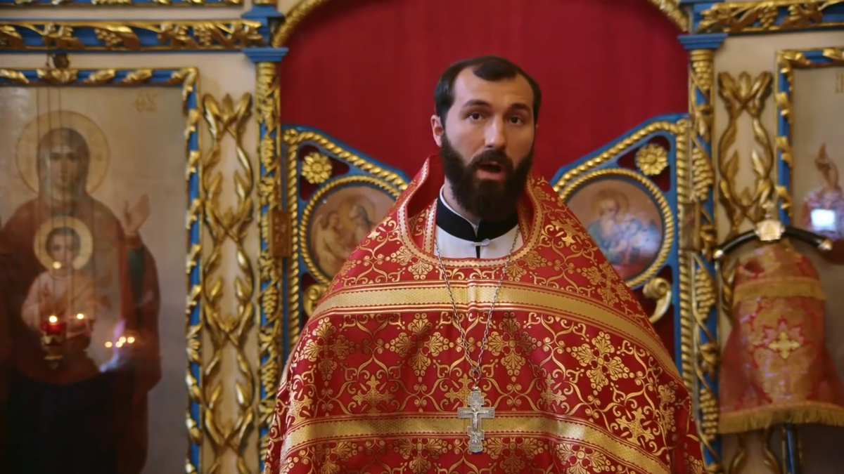 Иерей Даниил Сидоров на богослужении в Свято-Троицком соборе г. Верхотурья, 2024 год.
