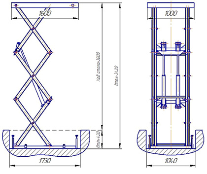 Макет подъемного стола