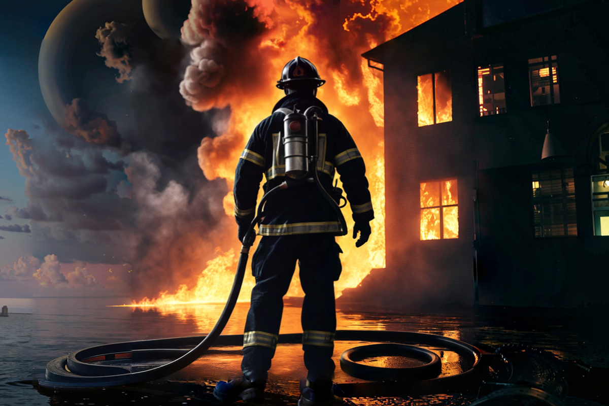 Общая площадь пожара составила 400 квадратных метров.  Фото: Изображение сгенерировано нейросетью Kandinsky 3.1