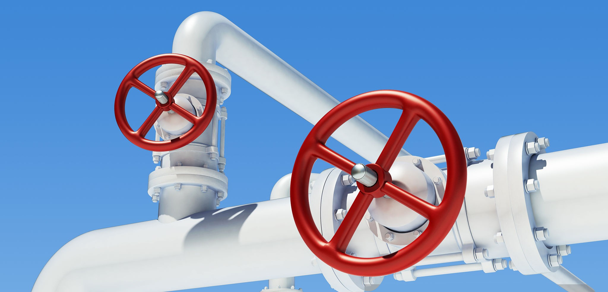 Стальные задвижки в трубопроводе