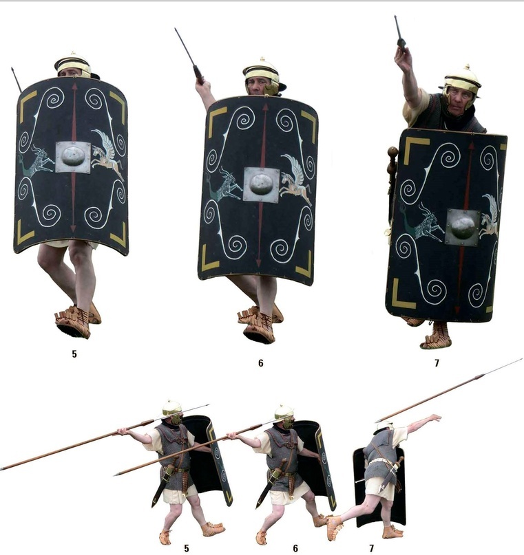 Реконструкция броска по Bishop M. C. The Pilum: The Roman Heavy Javelin. – Bloomsbury Publishing, 2017. – Т. 55. C. 46