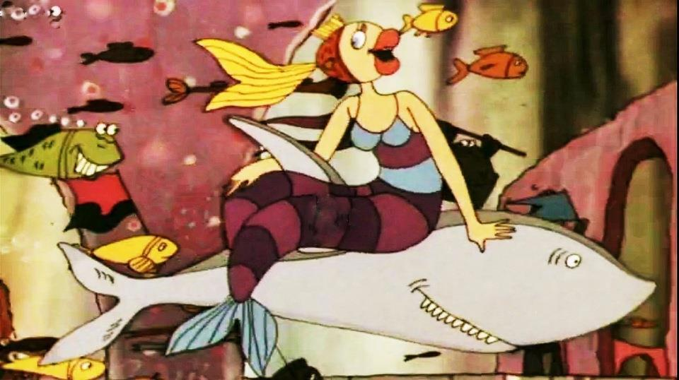 Кадр из мультфильма СССР Саакянца «В синем море, белой пене…» 