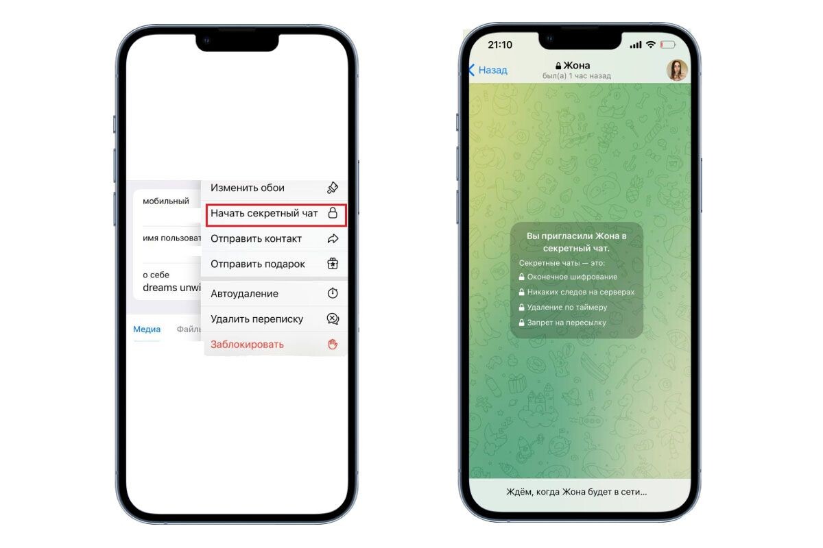 Так выглядит секретный чат. Источник: Telegram на iOS📷
