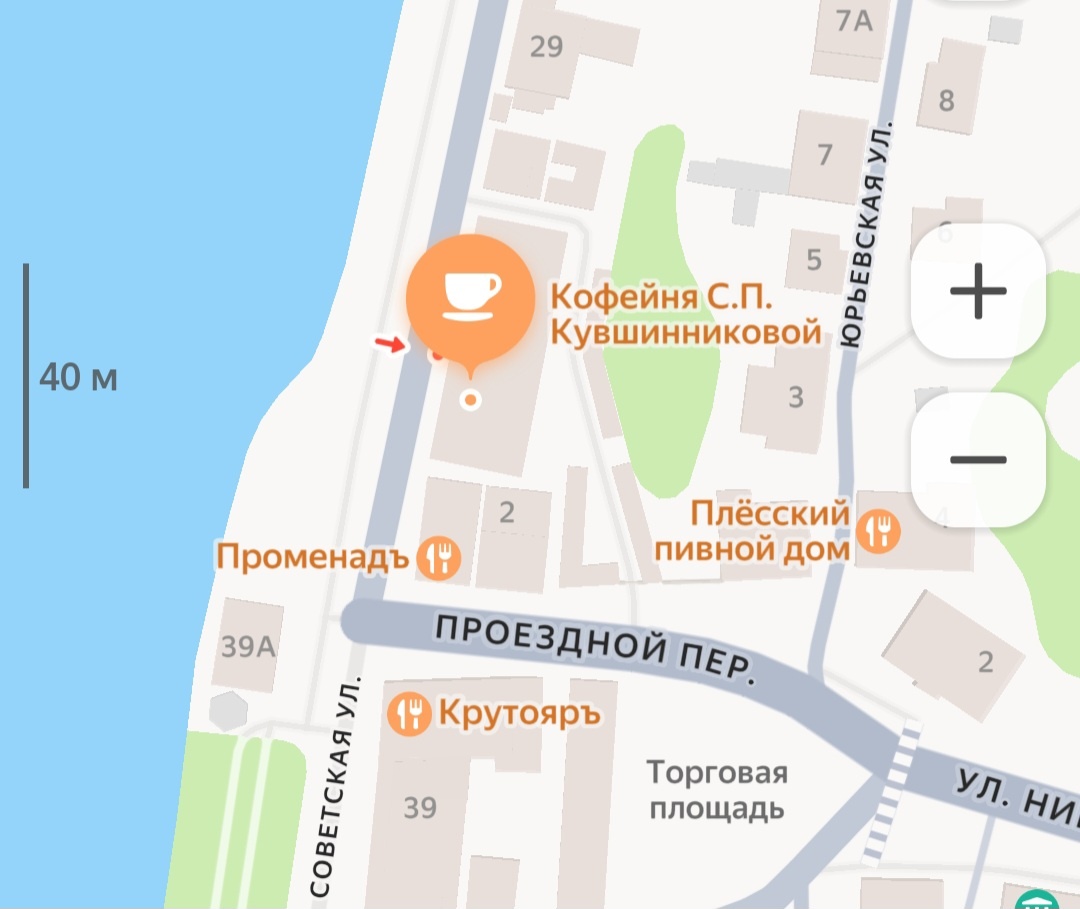Расположение кофейни-ресторана "Кофейня Софьи Петровны Кувшинниковой" на Яндекс картах