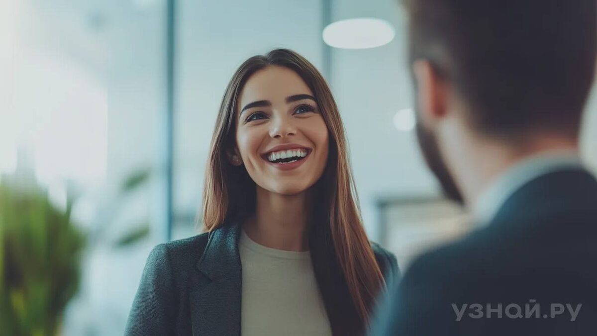     Девушка весело общается с коллегой © Изображение создано нейросетью Midjourney