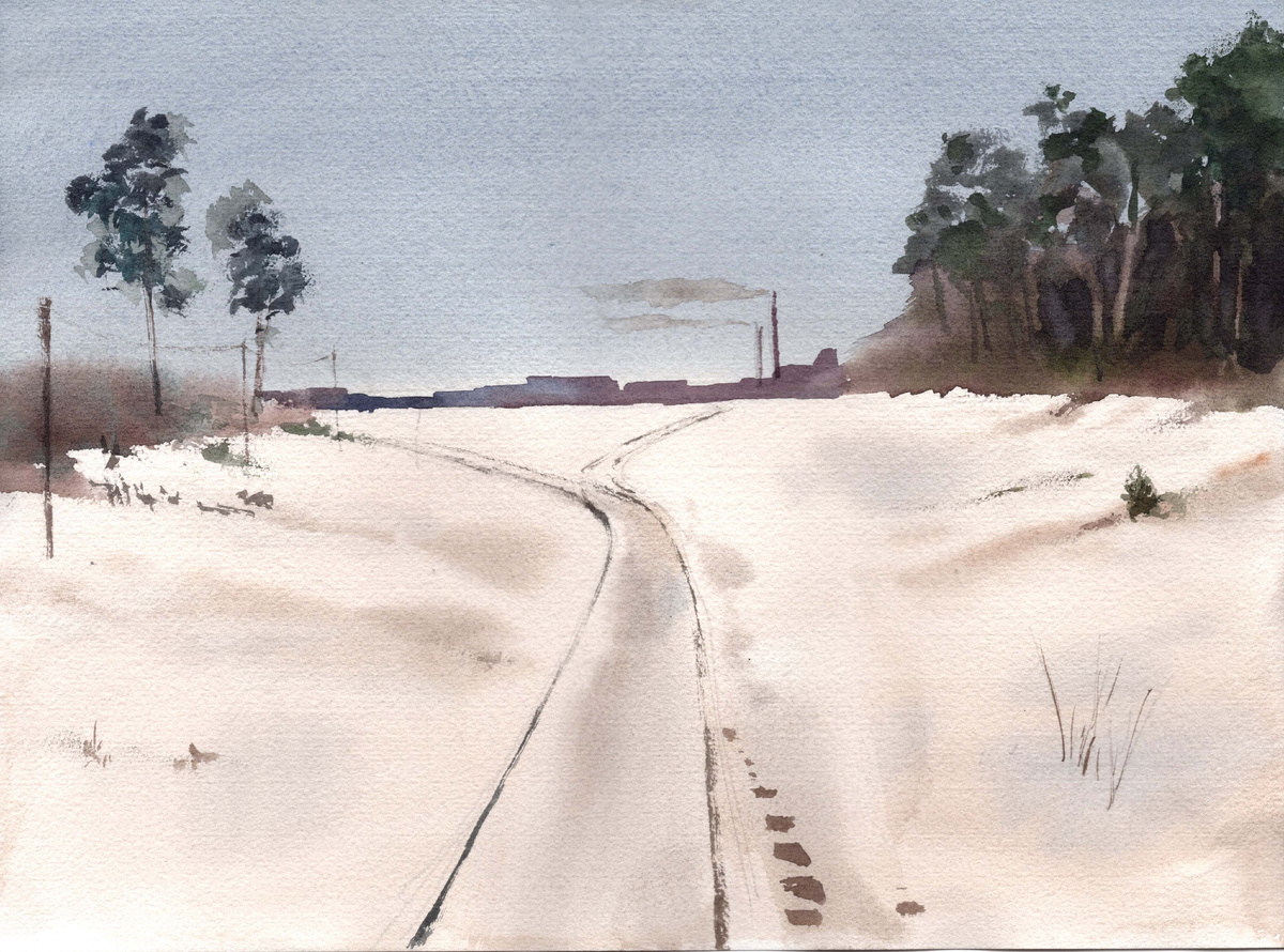 Моё повторение картины Левитана "Серый день"